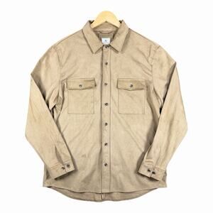 7 Diamonds Country Road Suede Shirt Jacket Mens Large Beige Long Sleeve Stretch